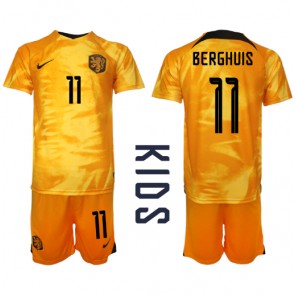 Maillot de foot Pays-Bas Steven Berghuis #11 Domicile enfant Monde 2022 Manches Courte (+ pantalon court)